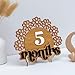 Wooden Baby Monthly Milestone Set, Floral Newborn Age Tracker with Numbers and Months Weeks Signs, Layered Wood Photo Prop for Baby Monthly Picture
