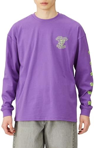 （04:30時点） [インプローブス] カジュアル 【SIDEWAYSTANCE】 リーフ長袖Tシャツ メンズ パープル