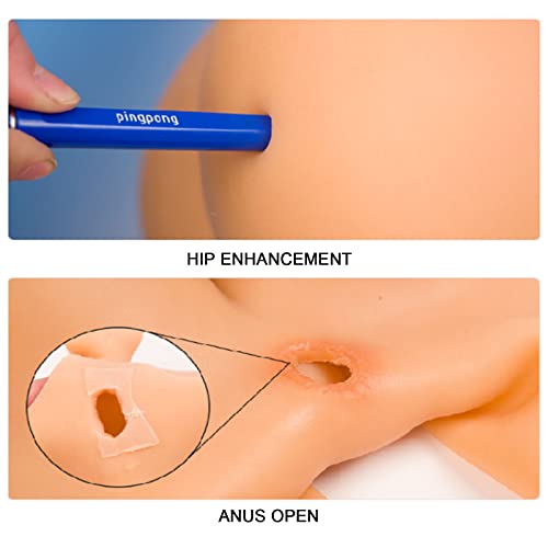 AJIU Calça de silicone para Crossdressing comprimento até o tornozelo, roupa íntima falsa vagina hip