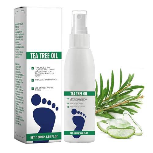 Antifungal Foot Spray 100ml, Athletes Foot Spray With Tea Tree Oil,Athlete’s foot Fungal Treatment, Odour Control & Cracked Heel Repair,Natural Formula for Men & Women