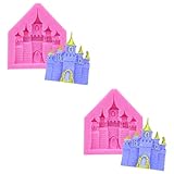HIRAIDAI Molde De Silicona para 2 Piezas Stampo In Silicone per Casa del Castello, Decorazione per Torta Al Cioccolato Fondente FAI Da Te