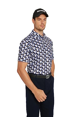 Mempea Camisas de golfe masculinas Dry Fit Performance Print Moisture Wicking Polo de manga curta co