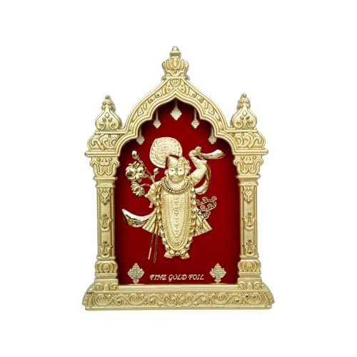 Image of EKA Temple Series Shreenath Ji |Gold Foil Tabel Top| Shrinathji Showpiece for Home Temple, Pooja Room & Office Decor | Ideal Festival, Housewarming & Spiritual Gift (9cm x 4cm x 11cm)