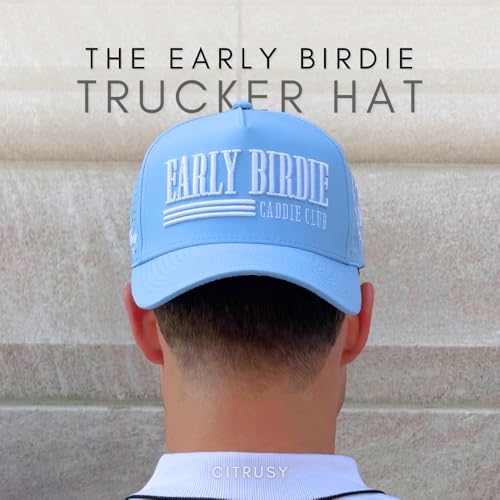 Image of CITRUSY Athletic Trucker Golf Hat | Performance Mens 5 Panel Cap | Cool Breathable Waterproof Workout Running Snapback