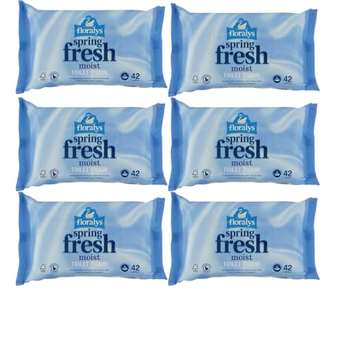 6 x Floralys Spring Fresh Moist Toilet Tissue 42 Wipes (6, One Size)