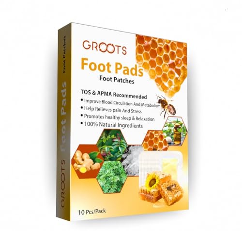 Image of GROOTS Bee Venom foot patch Detox Foot patches Pain Relief Detox patch Cleansing Toxin Remover Foot Pads Detoxify Stress Relief Sleep Patch for Detoxification For Men And Women (1 BOXES = 10 Patches) (10 Box)