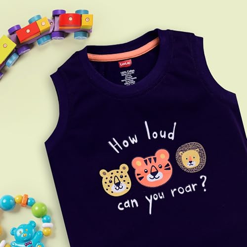 Image of LuvLap Baby Boys Pack Of 3 Sleeveless Printed Tank Top & Shorts Set 100% Cotton, M (3 to 6 Months)