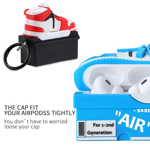 Image of [2Pack] Gedicht for Apple Airpods Pro Case Cover, Cute Cartoon Shoe Box Soft Silicone Protective Cases for AirPods Pro 1st Generation Case with Keychain for Women Men, Red+Blue