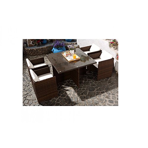 JFB Le Vito : Salon Jardin Chocolat encastrable en résine 4 Personnes