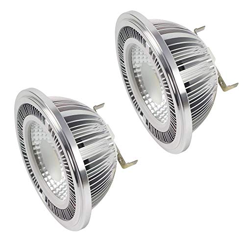 DASKOO - Juego de 2 bombillas LED (casquillo G53, AR111, COB, 20 W, repuesto para bombillas halógenas de 160 W, luz blanca cálida, 3000 K, CA, 85-265 V)