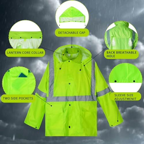 Rain Suits for Men Waterproof High Visibility Reflective Work Breathable Rain Gear for Men Waterproof Jacket and Pants2