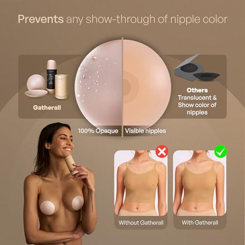 Gatherall Thick Silicone Nipple Covers - No Show Invisible & Skin-Friendly - Seamless Waterproof Adhesive Pasties2