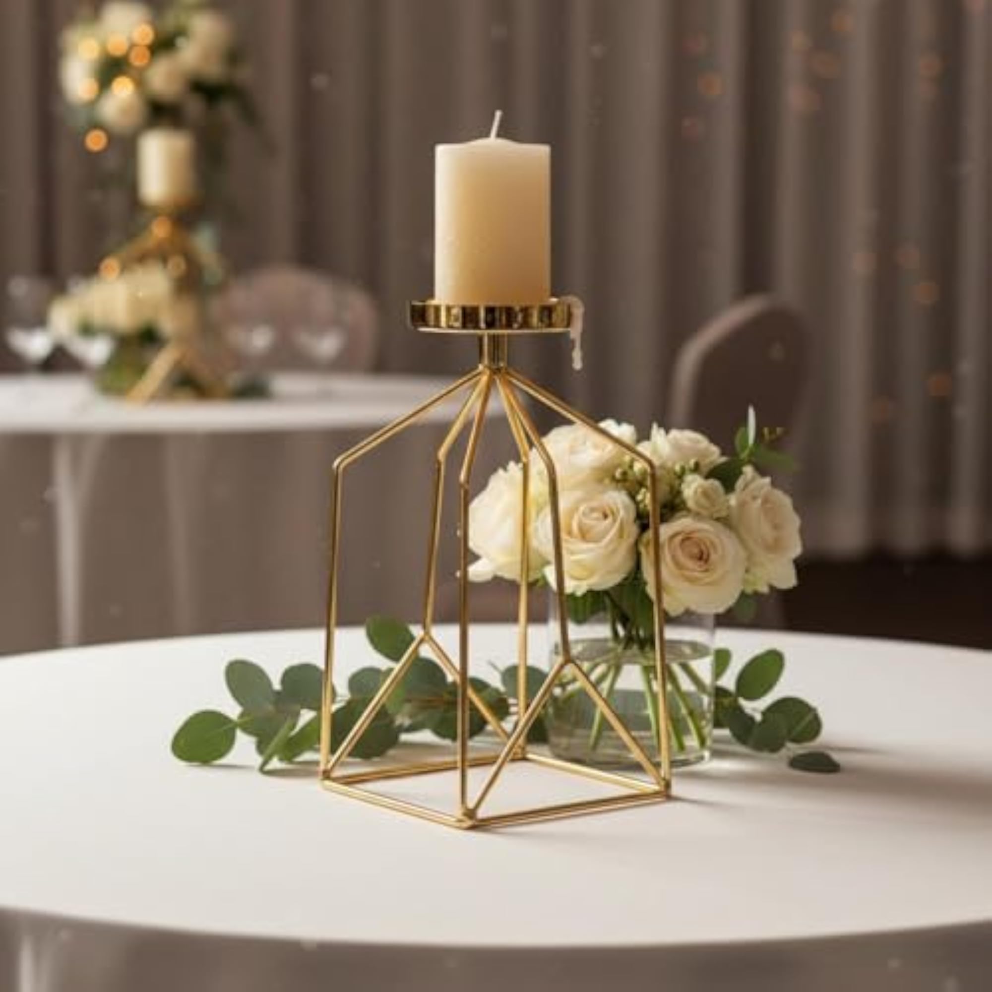Nordic Design Geometric Metal Candlestick Holder