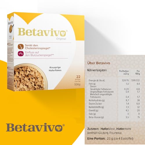Betavivo knusprige Haferflakes - Enthält Hafer-Beta-Glucan zur Unterstützung eines niedrigeren Cholesterin- und Blutzuckerspiegels - 506g