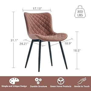 YOUTASTE Coffee Brown Dining Chairs Set of 2 Mid Century Modern PU Leather Diamond Upholstered Accent Guest Dinner Chair with Back Metal Legs for Kitchen Living Reception Waiting Room YOUTASTE Coffee Brown Dining Chairs Set of 2 Mid Century Modern PU Leather Diamond Upholstered Accent Guest Dinner Chair with Back Metal Legs for Kitchen Living Reception Waiting Room