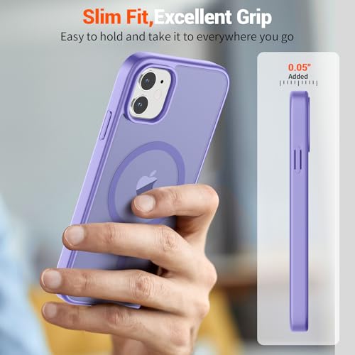 Image of SUPFINE Magnetic for iPhone 11 Phone Case(Compatible with MagSafe)(Military Grade Drop Protection) Slim Translucent Matte Shockproof with Anti-Fingerprint Phone Case,Purple