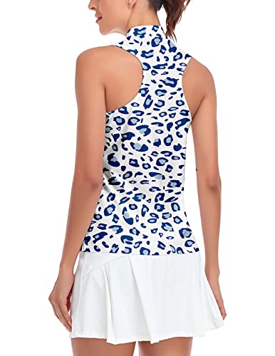 Soneven Women's Sleeveless Golf Shirts Printed Moisture Wicking V Neck Golf Polo Shirts Racerback Golf Tank Tops4