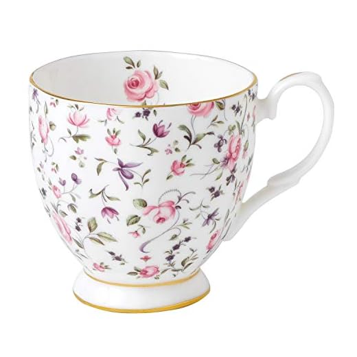 Royal Albert Modern Vintage 40002398-Taza con Patas (0,3 LTR), diseño Rosa, Fina, Porcelana de Ceniza de Hueso, Confeti de Rosas, 1 Unidad (Paquete de 1)