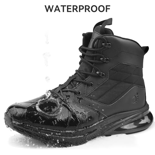 Men's Wide Waterproof Tactical Work Boots Side Zipper Military Orthopedic Boots Lightweight Motorcycle Combat Hiking Boots with Sand-proof Tongue2