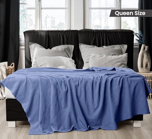 Image of Utopia Bedding Wedgewood 100% Cotton Blanket [Queen Size - 90x90 Inch] 350GSM Lightweight, Soft and Breathable Thermal Blanket for All Seasons (Pack of 8)
