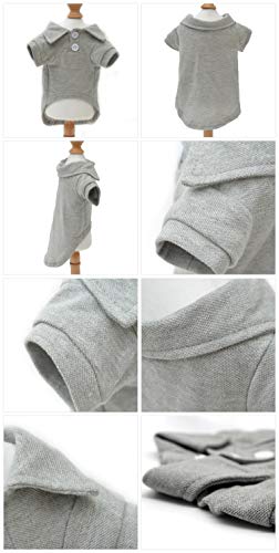 Lovelonglong Basic Dog Polo Shirts Premium Cotton, Polo T-Shirts For Large Medium Small Dogs With A Two-Button Collar Blank Color Gray S #TOP2