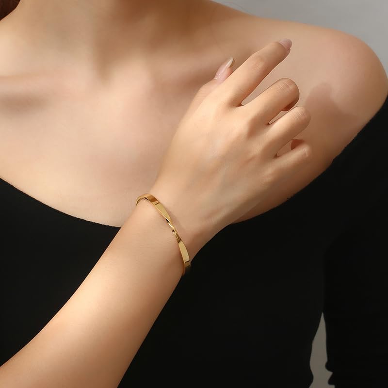 Bracelets for Women, Twisted Cuffs Bracelet made of 316 Stainless Steel, Available in Gold/Silver Dual Colors, is a Birthday Gift Jewelry for Women - Image 5