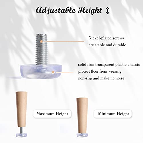 SPDYCESS 16pcs M8 Transparent Adjustable Leveling Feet, Height Adjustable Feet, Furniture Levelers with T-Nuts - Image 3
