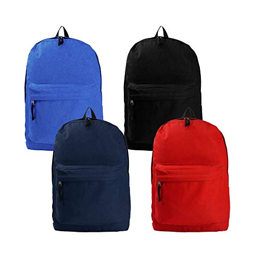 Super Deal Product Bulk Classic Backpack 18 inch Basic Bookbag Case Lot 36pc Simple School Bag Assorted Colors