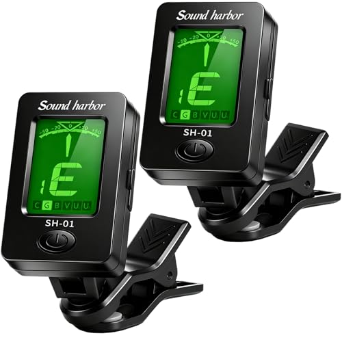 Image of Guitar Tuner Clip On Ukulele Tuner 2 Pack for All Instruments Guitar Bass Ukulele Violin banjo Tuners