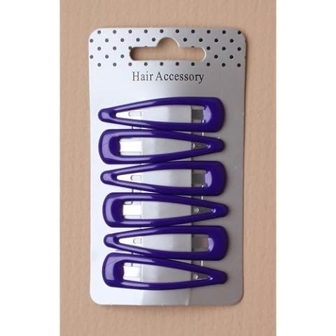 Card of 6 Purple Hair Bendie Clips Grips Hair Clip Cover