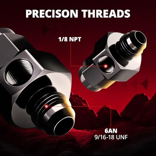 EVIL ENERGY 6AN Male Flare to -6 Female Swivel with 1/8" NPT Gauge Port Fuel Pressure Take off Fitting Adapter Aluminum - Image 3