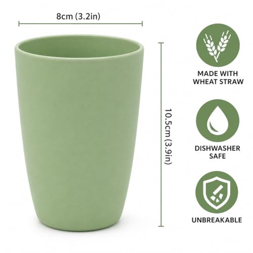 Image of Wheat Straw Cups - Set of 4 Reusable 460ml Drinking Glasses | Unbreakable Lightweight Tumblers for Water, Juice, Tea, Coffee | Home, Kitchen, Outdoor Use (Multicolor)