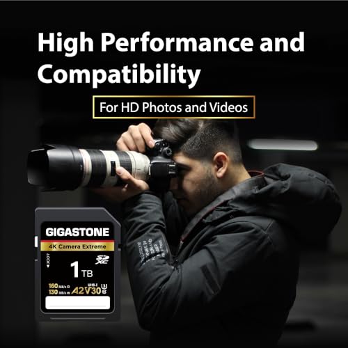 Image of 【5-Years Data Recovery】 GIGASTONE 1TB SD Card, 4K Camera Extreme, Speed Up to 160MB /s, UHS-I A2 V30 U3 C10 SDXC Memory Card High Speed, Compatible with Kodak Olympus Digital Camera