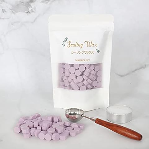 200 Pcs Sealing Wax Beads Kit Purple, Octagon Envelope Seal Beads with 1 Pcs Melting Spoon and 1 Pcs Tea Candle for Stamp Letter Sealing, Wedding Invitation, Cards(Periwinkle) Cover