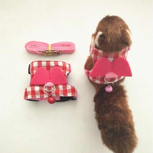 Brfveob 小動物用 ハーネス リード ハムスター用 りぼん付き ベストハーネス 牽引ロープ ベル付き マジックテープ 胸あて式 胴輪 外れにくい 装着簡単 調整可能 通気性 柔らかい 夏 豚 リス 針鼠 子猫 子犬 ハムスター フェレット モルモット