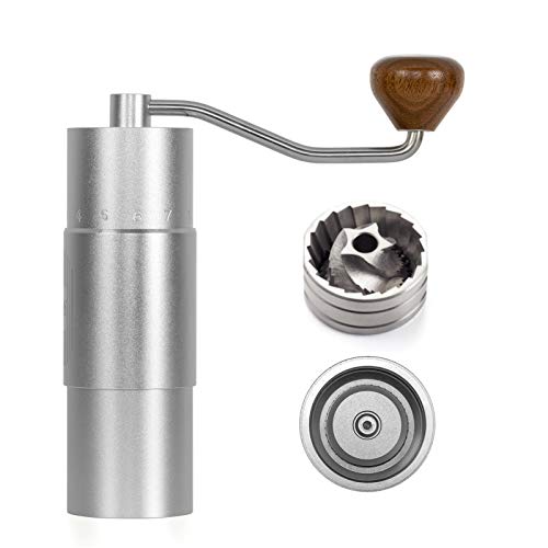OSSAT hand coffee grinder external adjustment ring 20 grinding dimensions stainless steel conical burr Mini Travel Coffee manual grinder Silver