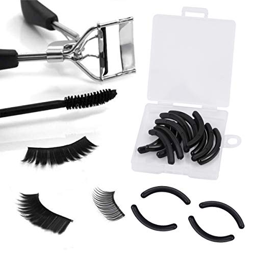 CABAX Curler Refills Eyelash Curler Refill Pads Silicone Rubber Curler Replacement Refills Pads for Universal Eyelash Curler with a Clear Storage Box, Black, 12 Pcs
