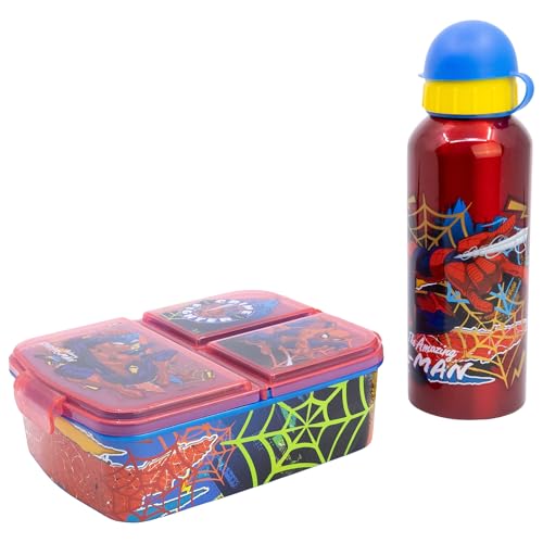 Stor Ensemble bouteille en aluminium de 530 ml et boîte à goûter à 3 compartiments Spiderman