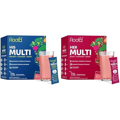 Root'd His & Her Multivitamin Powder Bundle with 3X Electrolytes Cover