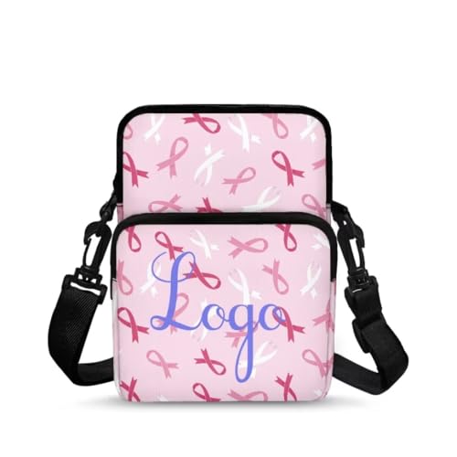 Image of Crossbody Bag for Women Sling Purse Pink Ribbon Cell Phone Holder with Straps