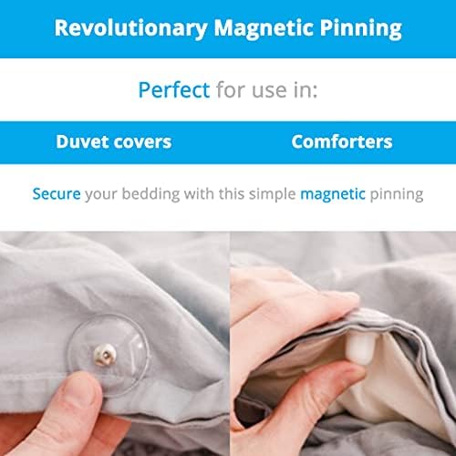 Pinion Pins Clear Magnetic Duvet Clips with Magnetic Key for Easy Removal. Pack of 8 Comforter Fasteners That are Safe Locking and Holds up to 10lbs