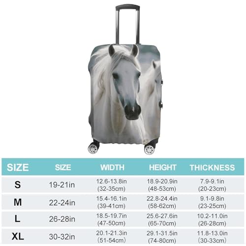 White Horses Printed Luggage Cover Protector, Fits 18-32 Inch Luggage2