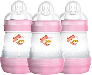 MAM Easy Start Colours of Nature Self Sterilising Anti-Colic Baby Bottle (2 x 160 ml Bunnies), Slow Flow MAM Teats Size 1, Reduced Colic Baby Bottle , Newborn Essentials