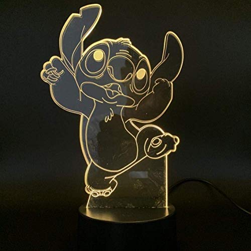 Luces De Halloween Dibujos Animados Teddy Stitch Luz De Noche Led 3D Ilusión Lámpara Decorativa Niño Niños Bebé Luz De Noche Stich Lámpara De Escritorio Puntada Perro Mesita De Noche Cover