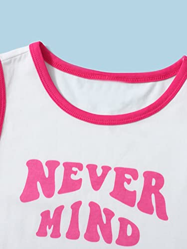 Image of SHENHE Girl's Letter Print Cropped Tank Top Sleeveless Contrast Binding Crop Tops