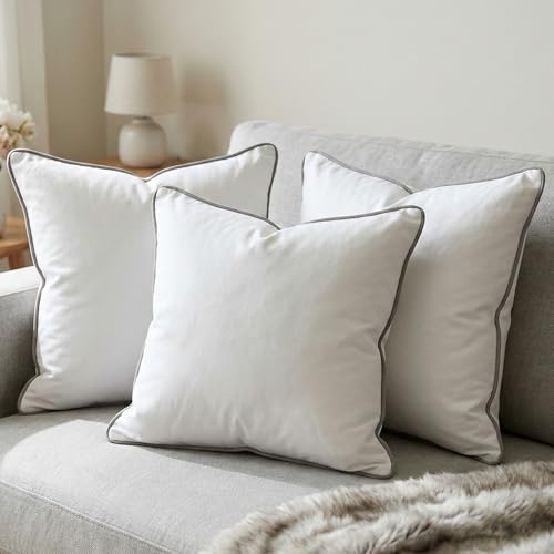 Image of AYKA Microfiber Cushion Filler Set of 3 (16 x 16 Inch) | Soft & Fluffy Sofa Cushions Inserts | Premium Polyester Fiber Throw Pillows for Sofa, Couch, Bed & Living Room Decor | White