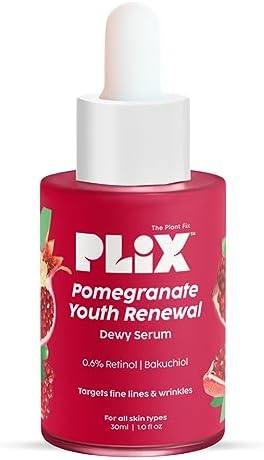 PLIX - THE PLANT FIX Pomegranate 0.6% Retinol & 0.2% Bakuchi Oil Face Serum (30 ml) | For Reverse Aging | Reduces Fine Lines & Wrinkles | For Men & Women | 100% Vegan