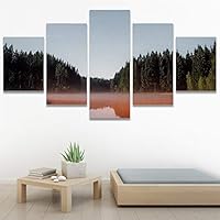SIGNWIN 5 Panel Canvas Wall Art Landscape Mountain for Home Decorations Ready to Hang - 60