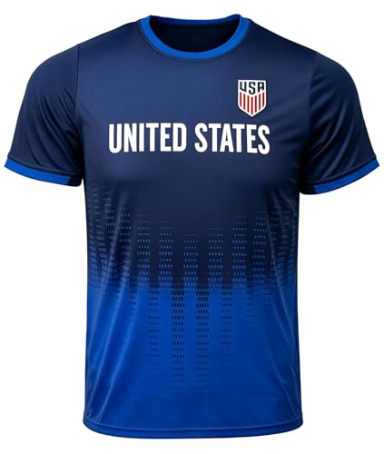 Official Licensed USA Soccer Kids Shirt - Youth Performance Jersey - Navy (YM)