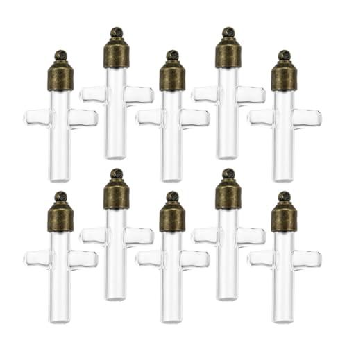 Vaguelly Colgante De Botella De Vidrio Miniatura Forma De Cruz De Vidrio Pequeños Tapa De Para Crear Collares Decoraciones De Hogar